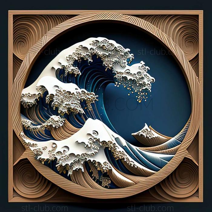 3D model great wave (STL)